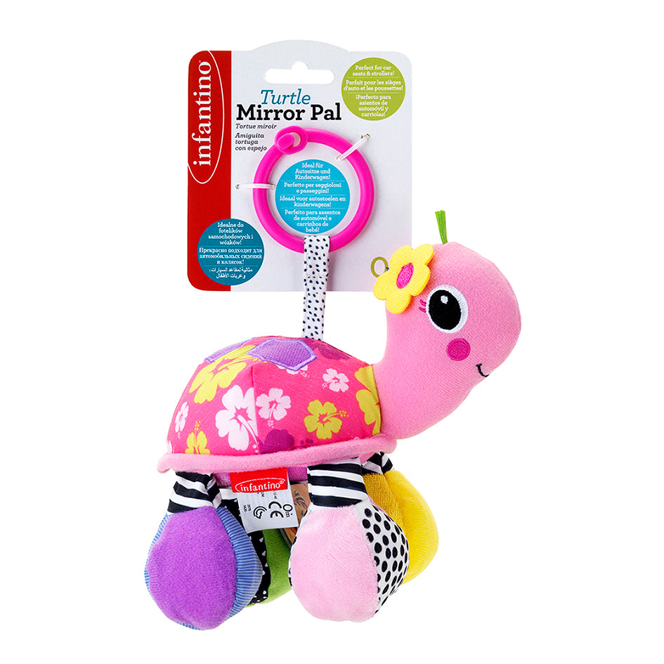 Infantino- Turtle Mirror Pal - Sparkle -Pink