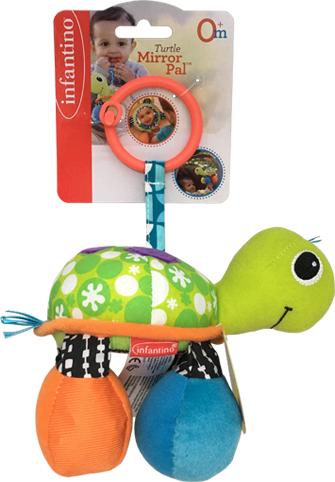 Infantino- Turtle Mirror Pal - Green-Multicolor