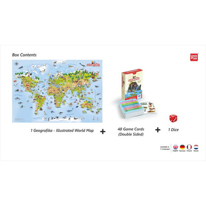 Unikplay -  Geografika | Educational Game, World Map Board Game, Geography-Multicolor