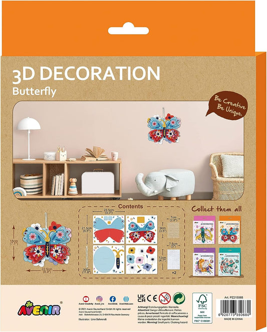 Avenir - 3D Decoration - Butterfly Kit -Multicolor