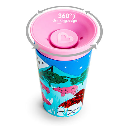 Munchkin- Miracle® 360° Wildlove Sippy Cup 9 Oz -  Pack Of 2 -12 Months + - Rhino & Tiger