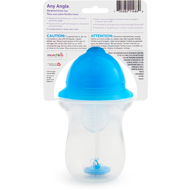 Munchkin- Any Angle™ Click Lock Weighted Straw Trainer Cup 10Oz - 12 Months - Blue