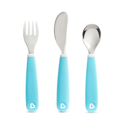 Munchkin- Splash™ Toddler Fork, Knife & Spoon Set - 18 Months + - Blue