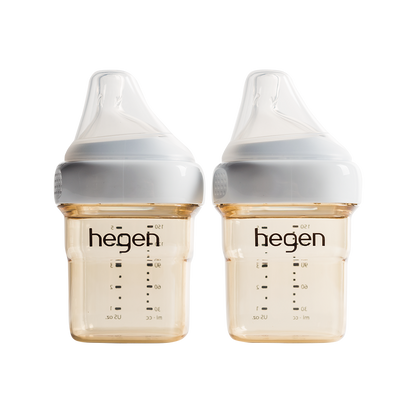 Hegen- Pcto™ 150Ml/5Oz Feeding Bottle Ppsu With  Slow Flow Teat- 1 To 3 Months-Pack Of 2 -White