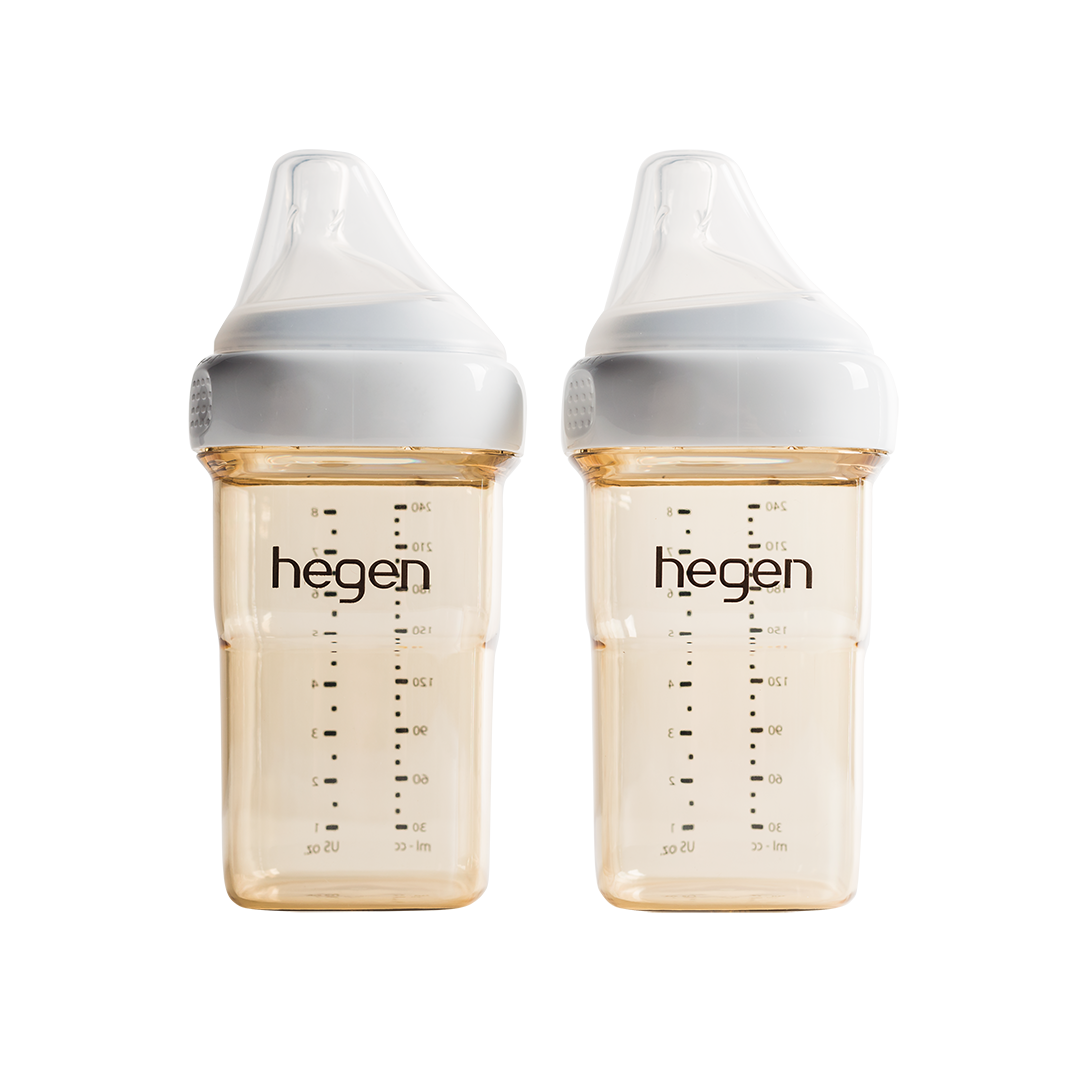 Hegen- Pcto™ 240Ml/8Oz Feeding Bottle Ppsu With Medium Flow Teat- 3 To 6 Months- Pack Of 2 - White