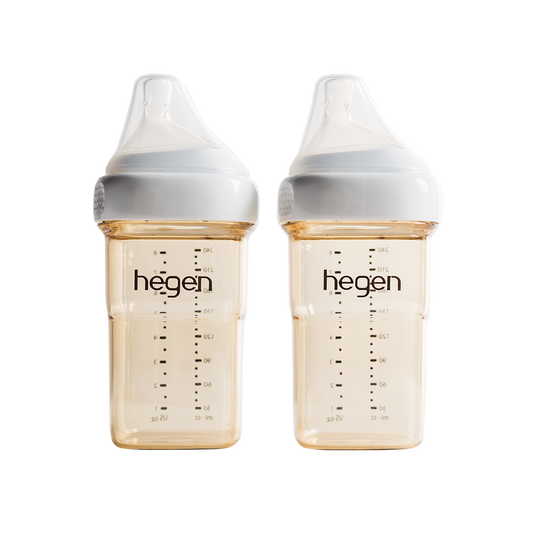 Hegen- Pcto™ 240Ml/8Oz Feeding Bottle Ppsu With Medium Flow Teat- 3 To 6 Months- Pack Of 2 - White