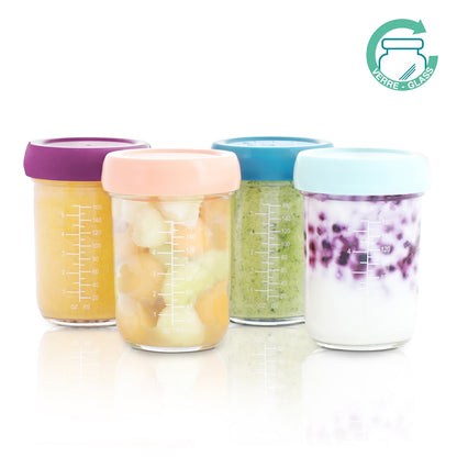 Babymoov -  Glass Baby Bowl 4X220Ml  Airtight Food Storage - Multicolour