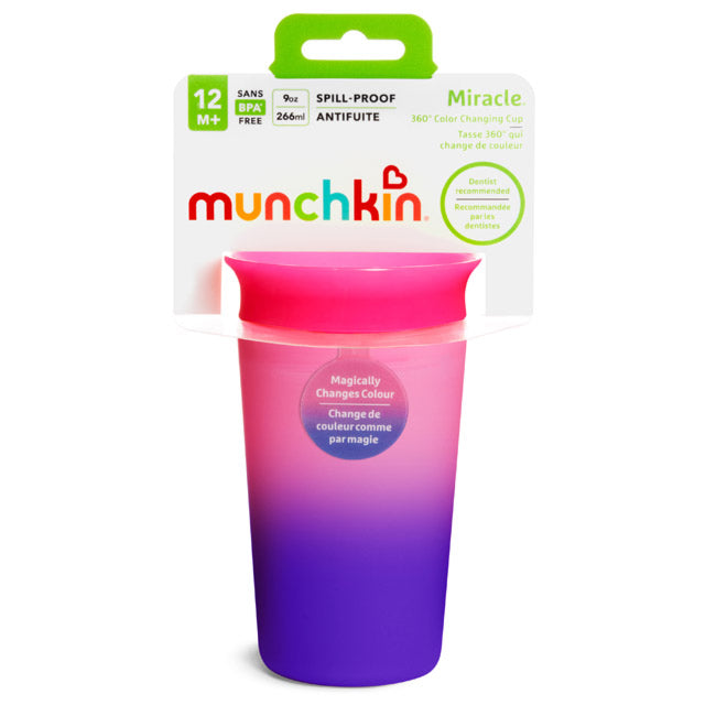 Munchkin- Miracle® 360° Color Changing Cup 9Oz - 12 Months  - Pink