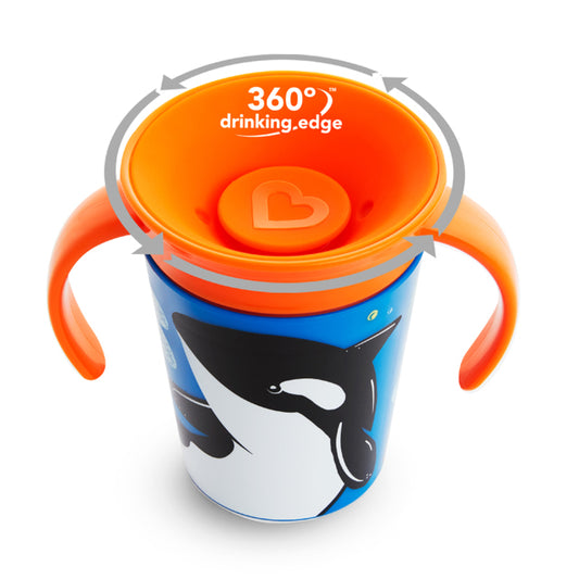 Munchkin- Miracle® 360° Wildlove Trainer Cup 6Oz - 6 Months - Orca