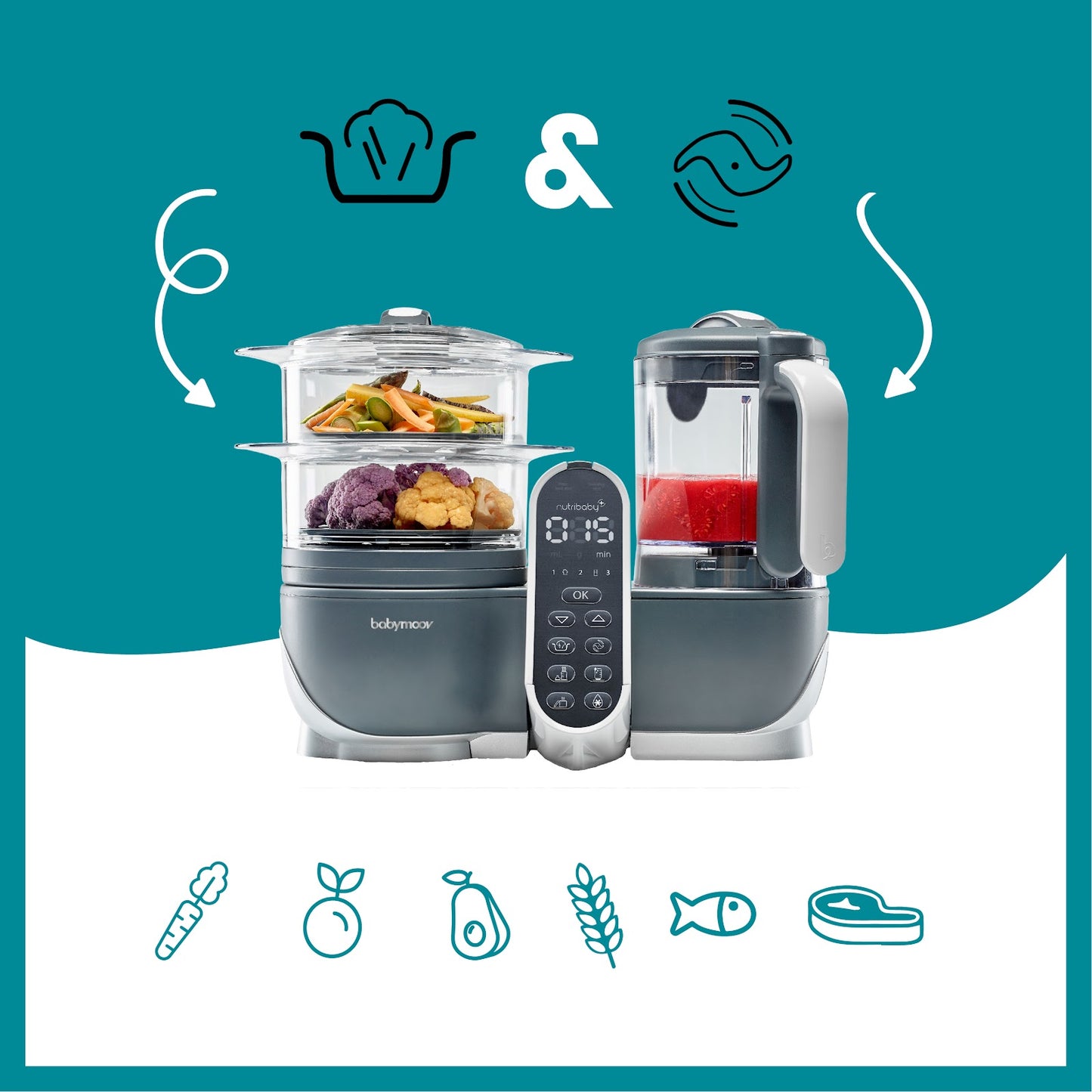 Babymoov -  Nutribaby (+) Food Processor & Blender  - Grey