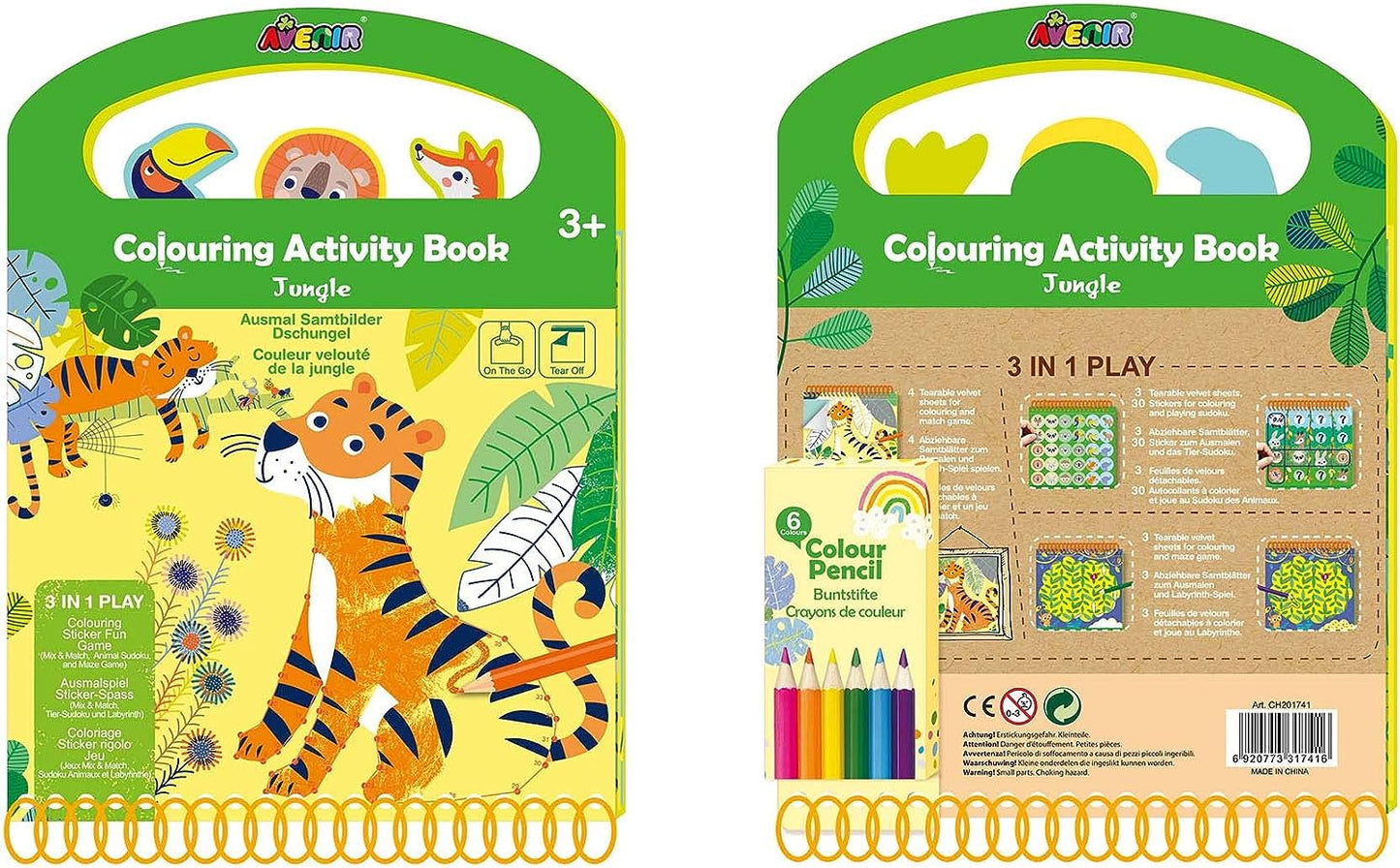 Avenir - Coloring Activity Book - Jungle | On-The-Go Coloring Activity Book-Multicolor