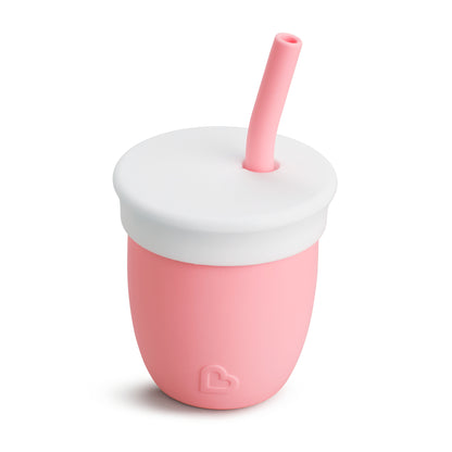 Munchkin- C’Est Silicone!™ Training Cup With Straw - 4 Oz 6 Months  - Coral