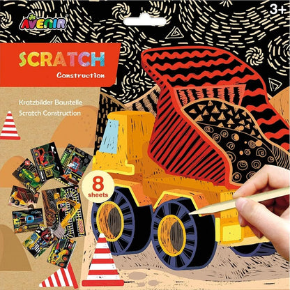 Avenir - Scratch Art Kit – Construction | Unleash Creativity With Vibrant Drawing-Multicolor