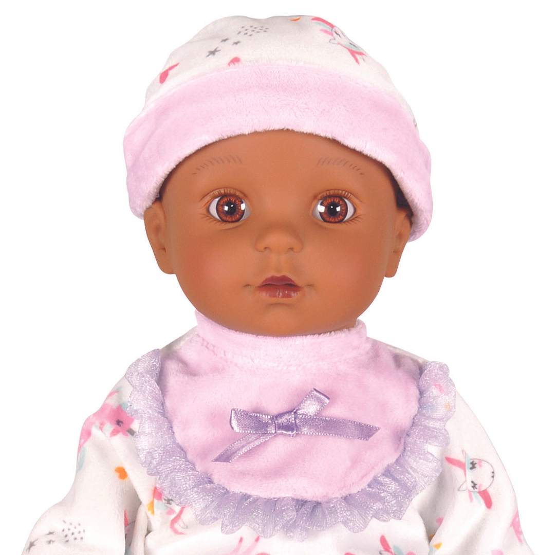 Lotus -  16" Inch, Soft-Bodied Baby Doll – Afro-American (No Hair)-Multicolor