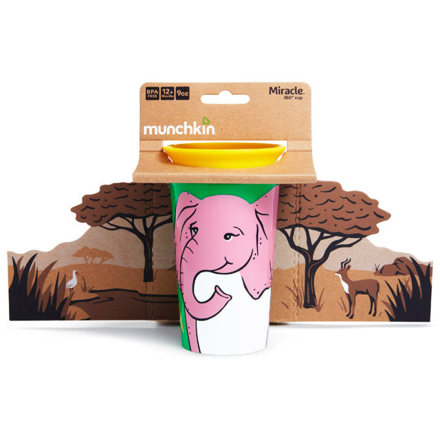 Munchkin- Miracle® 360° Wildlove Sippy Cup 9Oz - 12 Months + -  Elephant