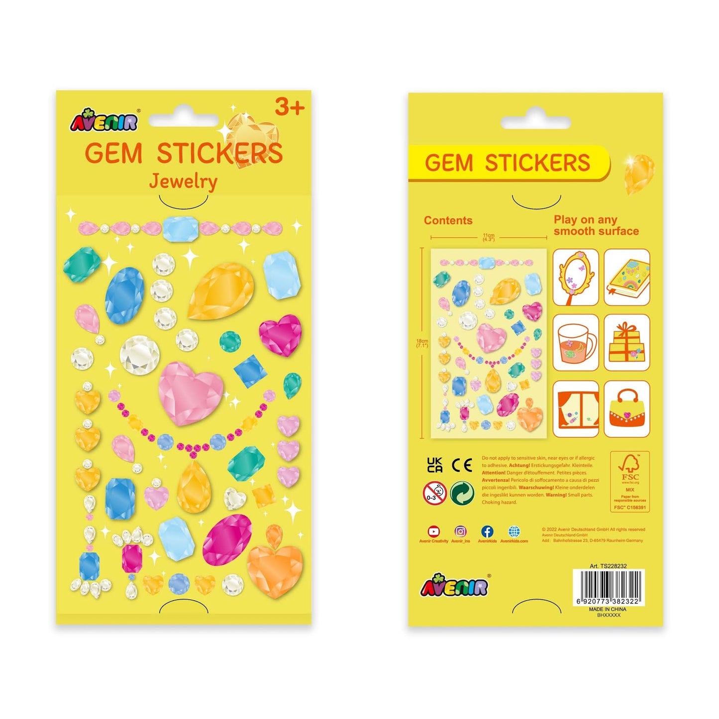 Avenir -  Gem Stickers - Jewellery | Self Adhesive Rhinestones Stickers-Multicolor