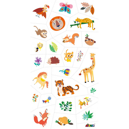 Avenir - Tattoo Sticker - Jungle Animal Series | 50Pc Set -Multicolor