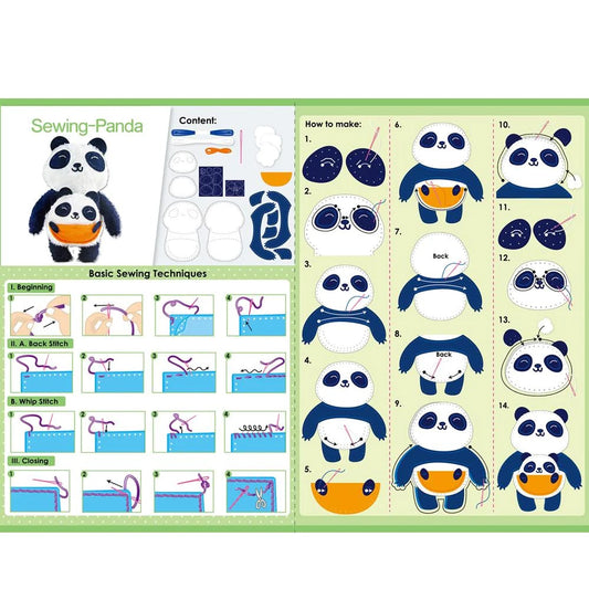 Avenir - Sewing My First Doll - Mom & Baby Panda Kit-Multicolor