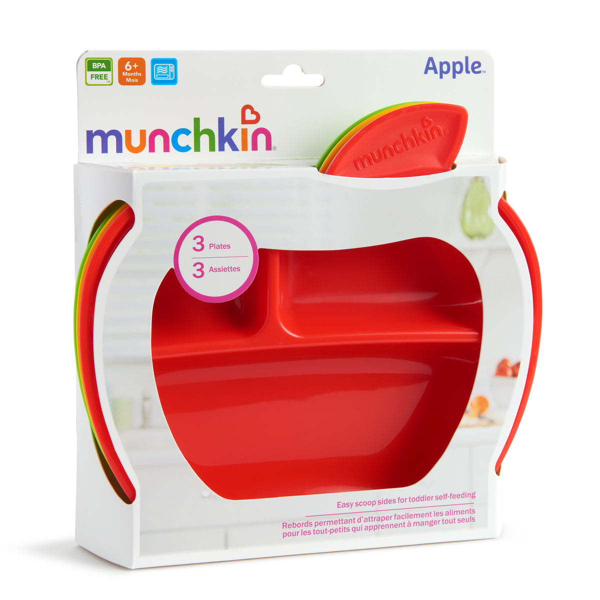 Munchkin- 3Pk Lil Apple Plate - Multi Color