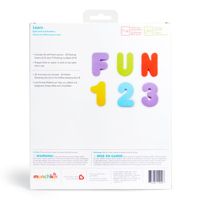 Munchkin- Learn™ Bath Letters & Numbers, Brights, 36 Coun - Multi Color