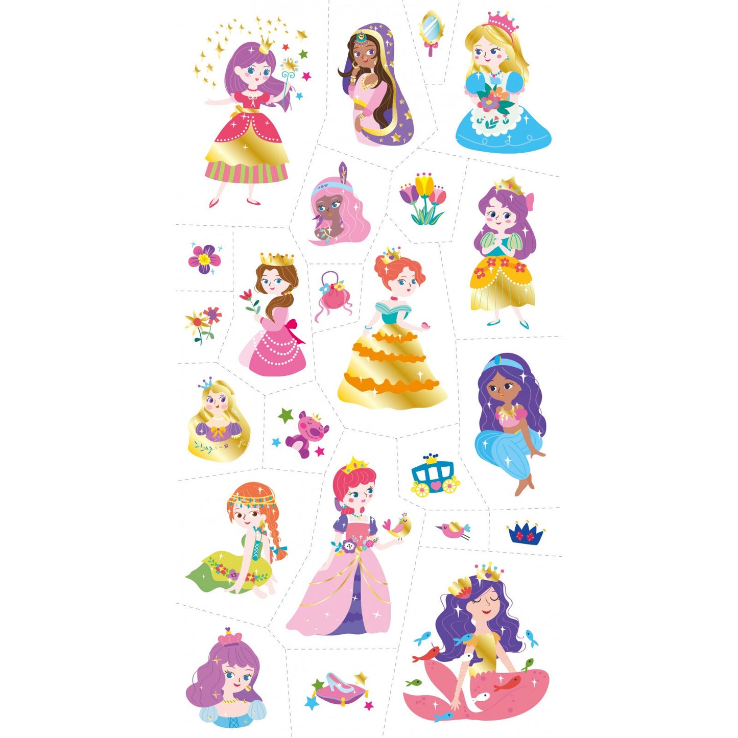 Avenir - Tattoo Sticker - Princess | 52Pc Set Of Temporary Tatto-Multicolor