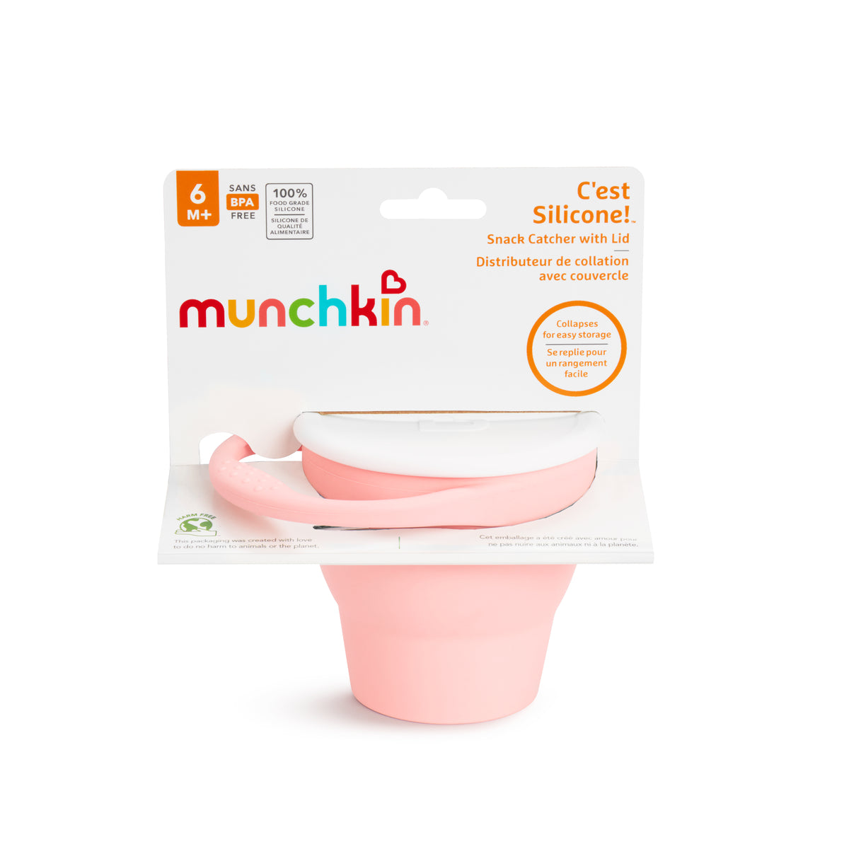 Munchkin- Munchkin-  C’Est Silicone!™ Snack Catcher With Lid  - Coral