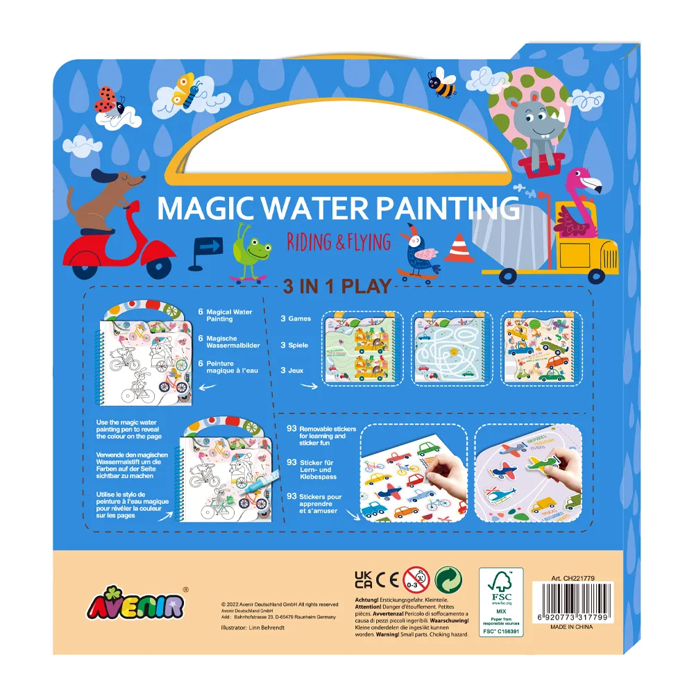 Avenir - Magic Water Painting – Riding & Flying | 6 Reusable Coloring Surfaces-Multicolor