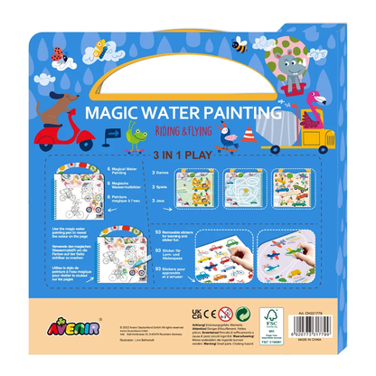 Avenir - Magic Water Painting – Riding & Flying | 6 Reusable Coloring Surfaces-Multicolor