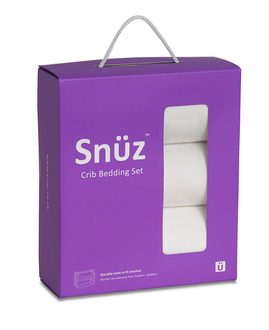 Snuz- Bedding Set Crib White - Pack Of 3 - White