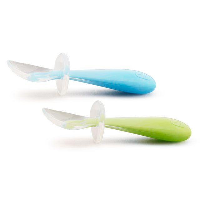 Munchkin- Gentle Scoop™ Silicone Training Spoons - Pack Of 2 -6 Month - Blue & Green