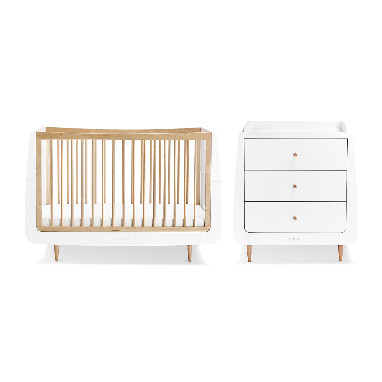 Snuz-White Nursery Set Snuz- Kot + Snuz- Kot Changer Skandi  Pack Of 2 - White & Skandi Natural