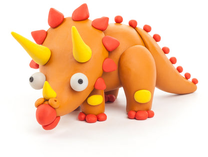 Hey Clay -  Diy Triceratops Plastic Creative Modelling Air-Dry Clay For Kids 3 Cans-Multicolor