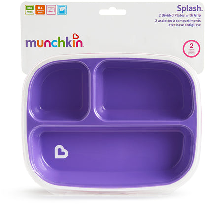 Munchkin- Splash™ Toddler Divided Plates, Pack Of 2- 6 Months - Pink & Purple