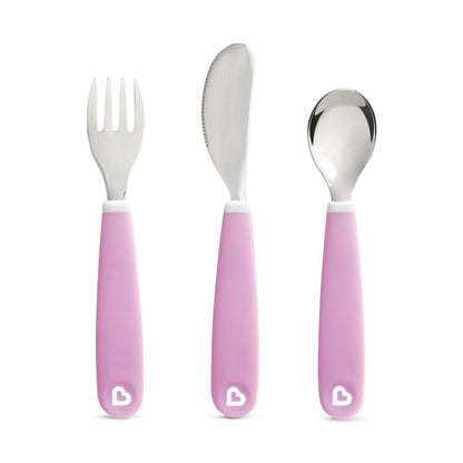 Munchkin- Splash™ Toddler Fork, Knife & Spoon Set - 18 Months + - Purple