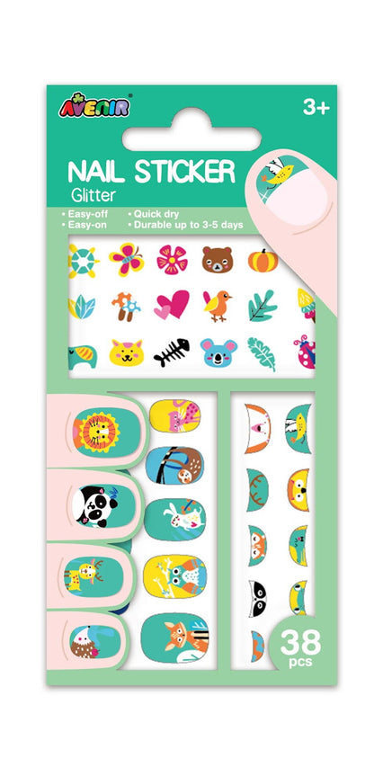 Avenir -  Nail Stickers Glitter  -  Animals  | Trendy Themed Design-Multicolor