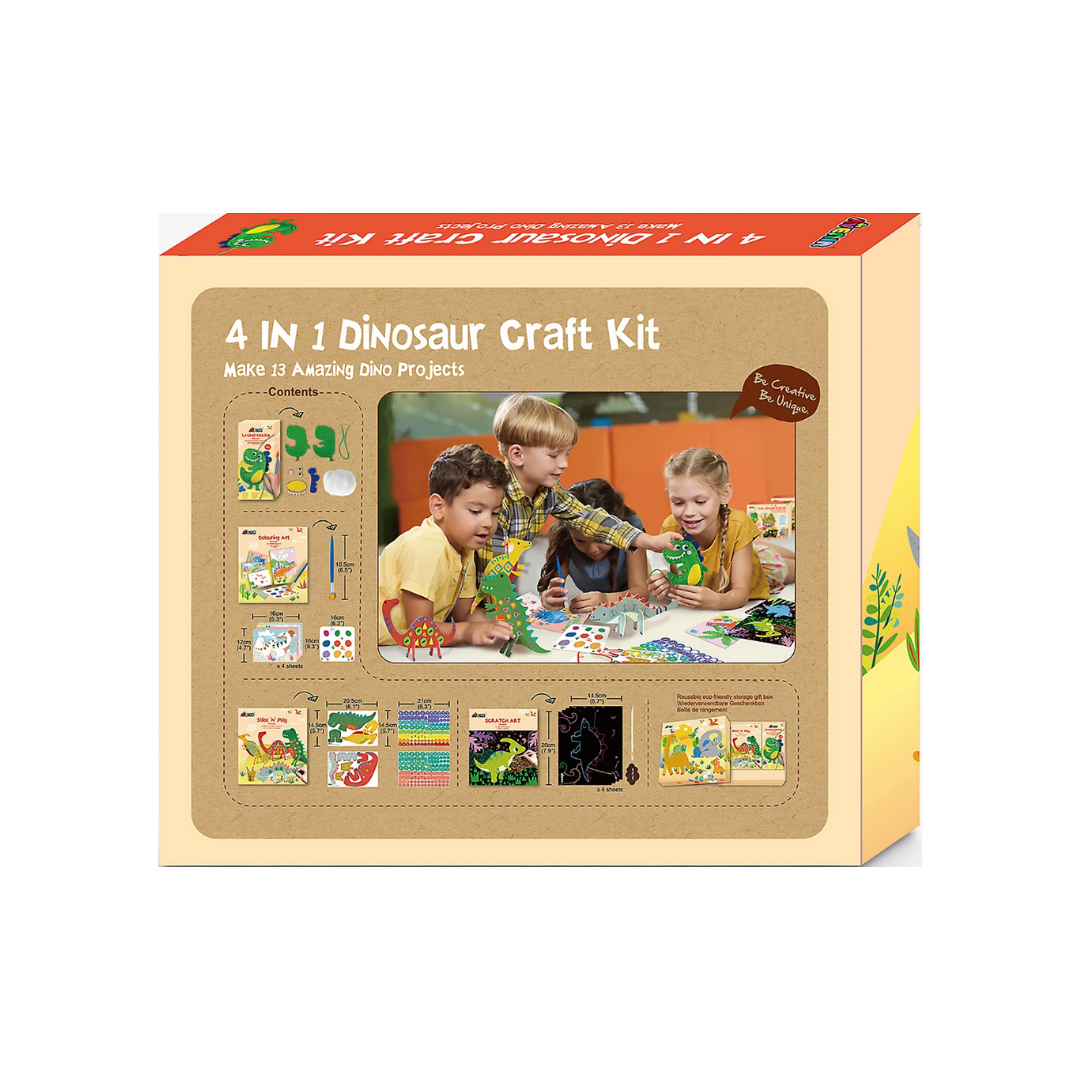 Avenir - 4 In 1 Dinosaur Craft Kit -White