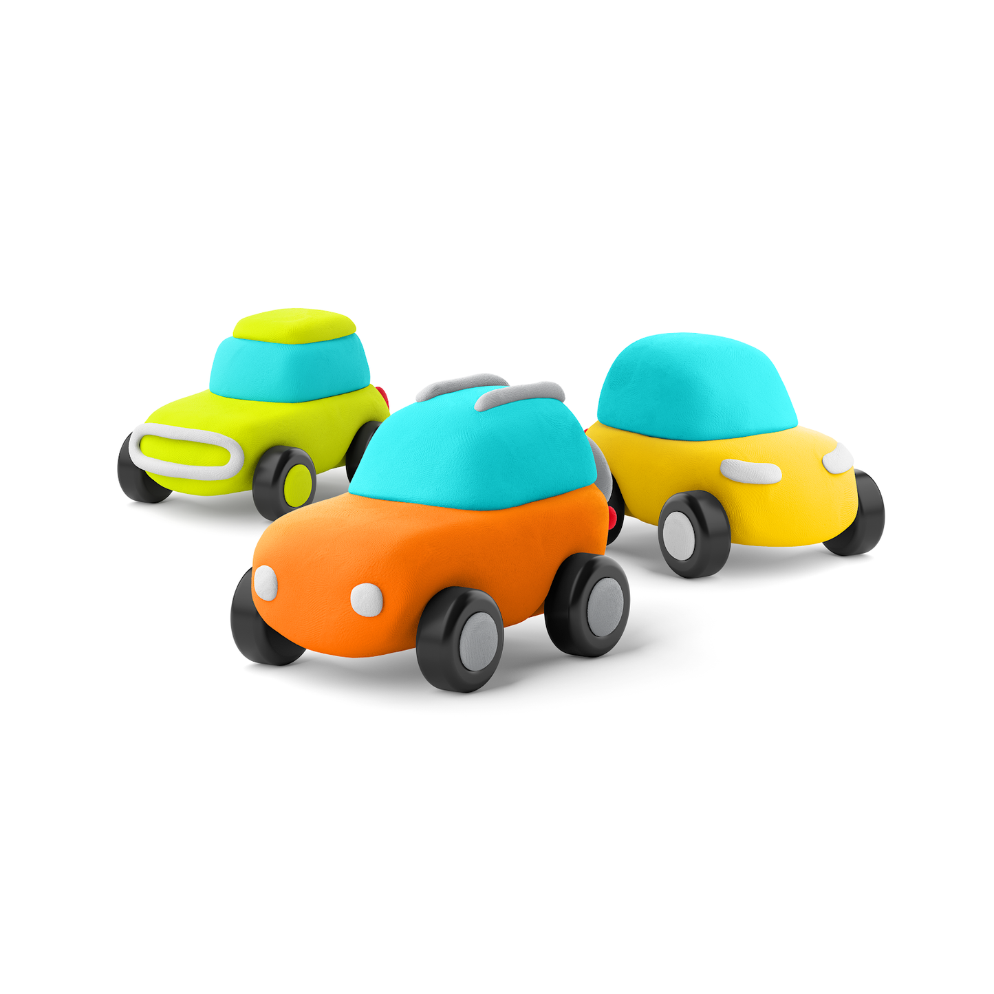 Hey Clay - - Eco Cars Air-Dry Clay 6 Cans-Multicolor