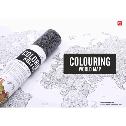 Unikplay -  Colouring World Map Geography | Adult Colouring Wall Poster-Multicolor