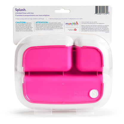 Munchkin- Splash™ Toddler Divided Plates, Pack Of 2- 6 Months - Pink & Purple