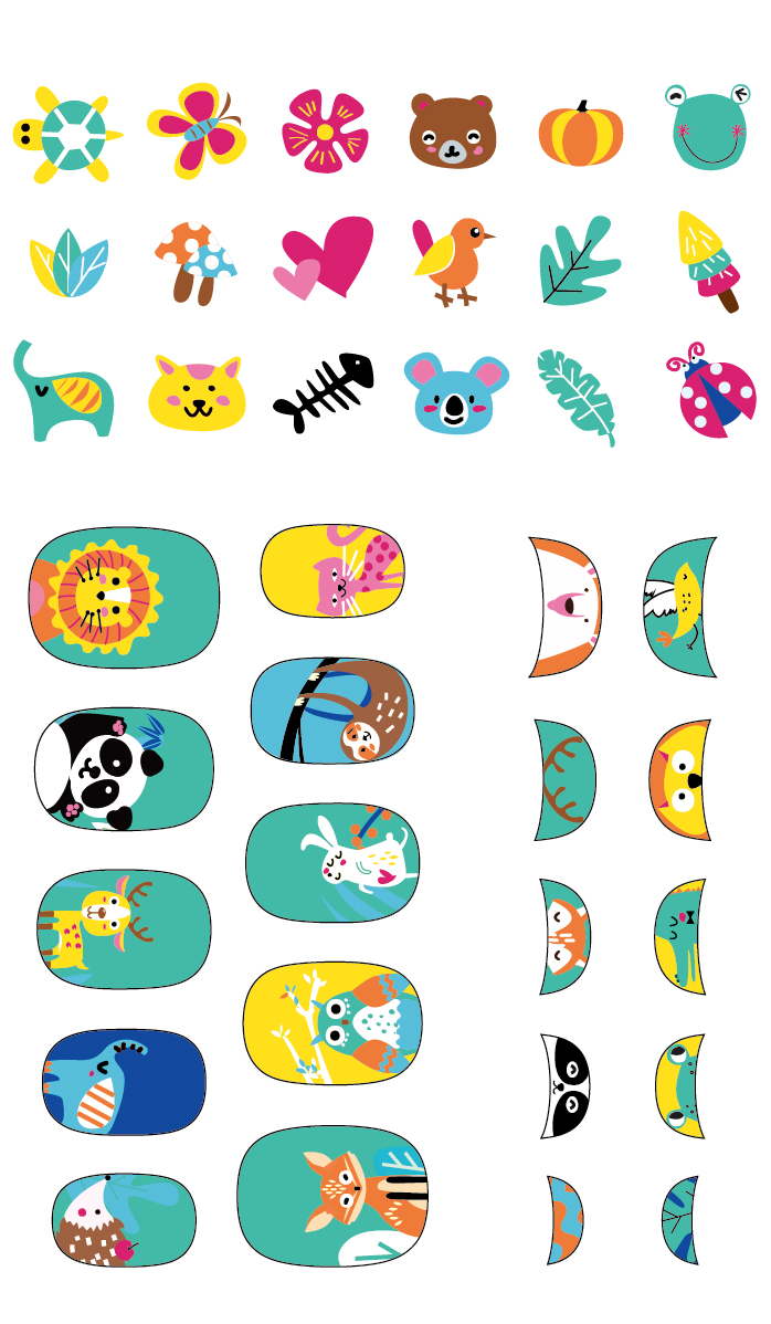 Avenir -  Nail Stickers Glitter  -  Animals  | Trendy Themed Design-Multicolor