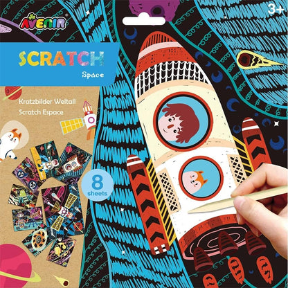 Avenir - Scratch Art Kit – Space | Unleash Creativity With Vibrant Drawing-Multicolor