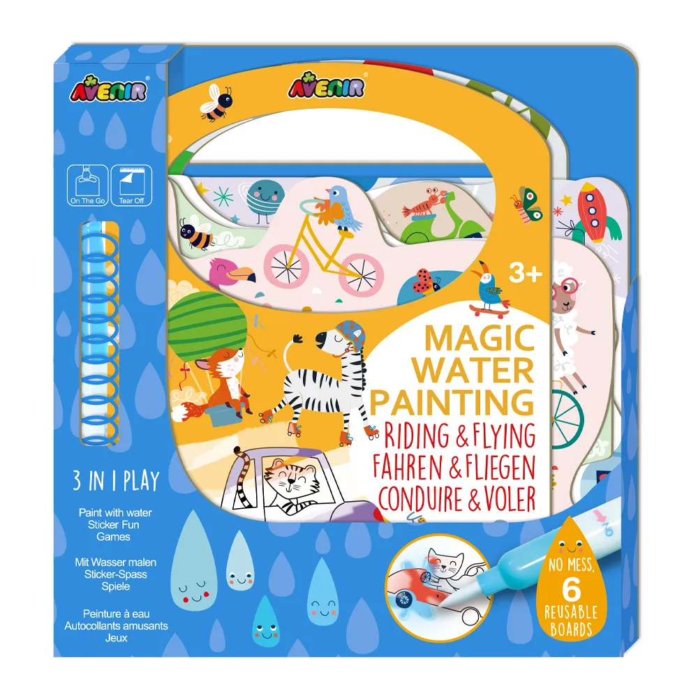 Avenir - Magic Water Painting – Riding & Flying | 6 Reusable Coloring Surfaces-Multicolor