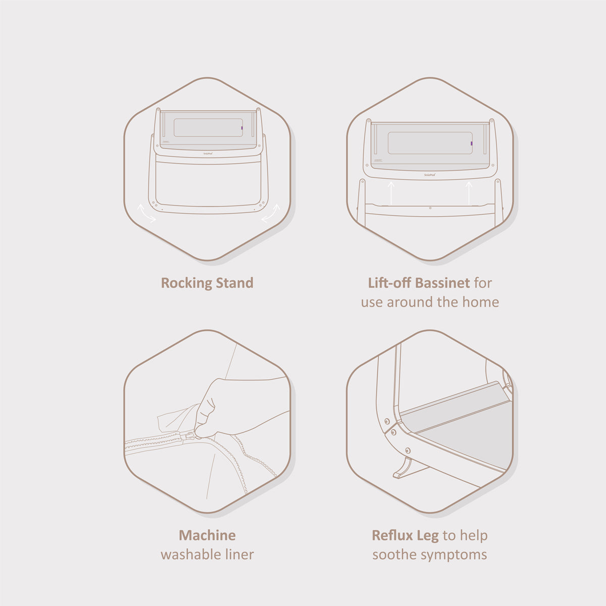 Snuz- Pod4  Bedside Crib The Natural Edit - Ebony