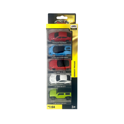 Msz - G5 Series, 5Pc 1:64 Sized Audi, Aventador, Bmw, Jimny | Die-Cast Replica, Ultimate Collector'S Item-Multicolor