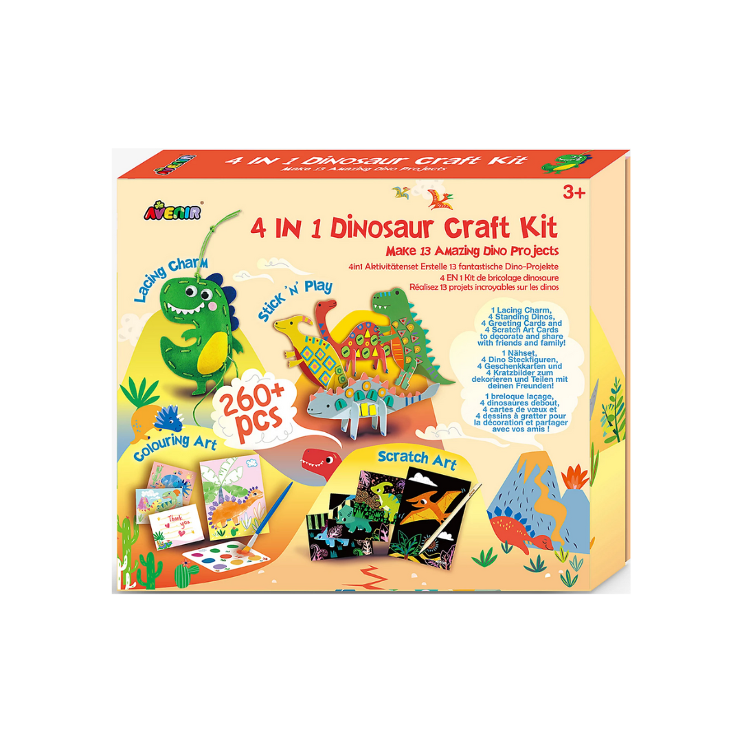 Avenir - 4 In 1 Dinosaur Craft Kit -White