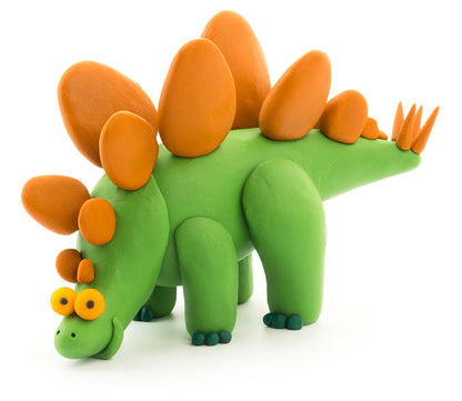 Hey Clay - Diy Dinos: Stegosaurus, Pachycephalosaurus, Brachiosaurus Plastic Creative Modelling Air-Dry Clay For Kids 6 Cans-Multicolor