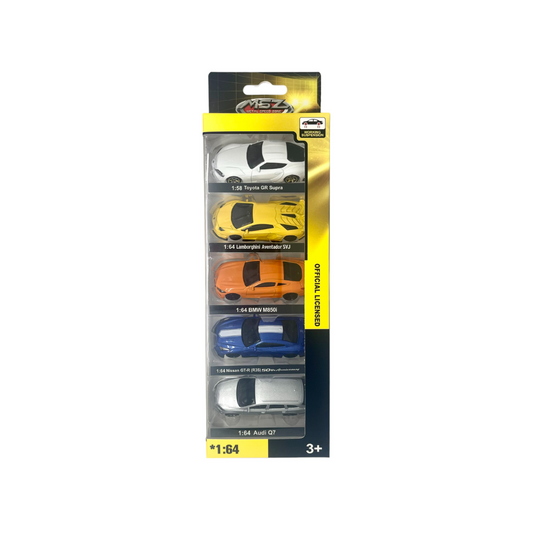 Msz - Exceptional Series, 5Pc 1:64 Sized Supra, Aventador, Bmw, Audi, Gt-R | Die-Cast Replica, Ultimate Collector'S Item-Multicolor