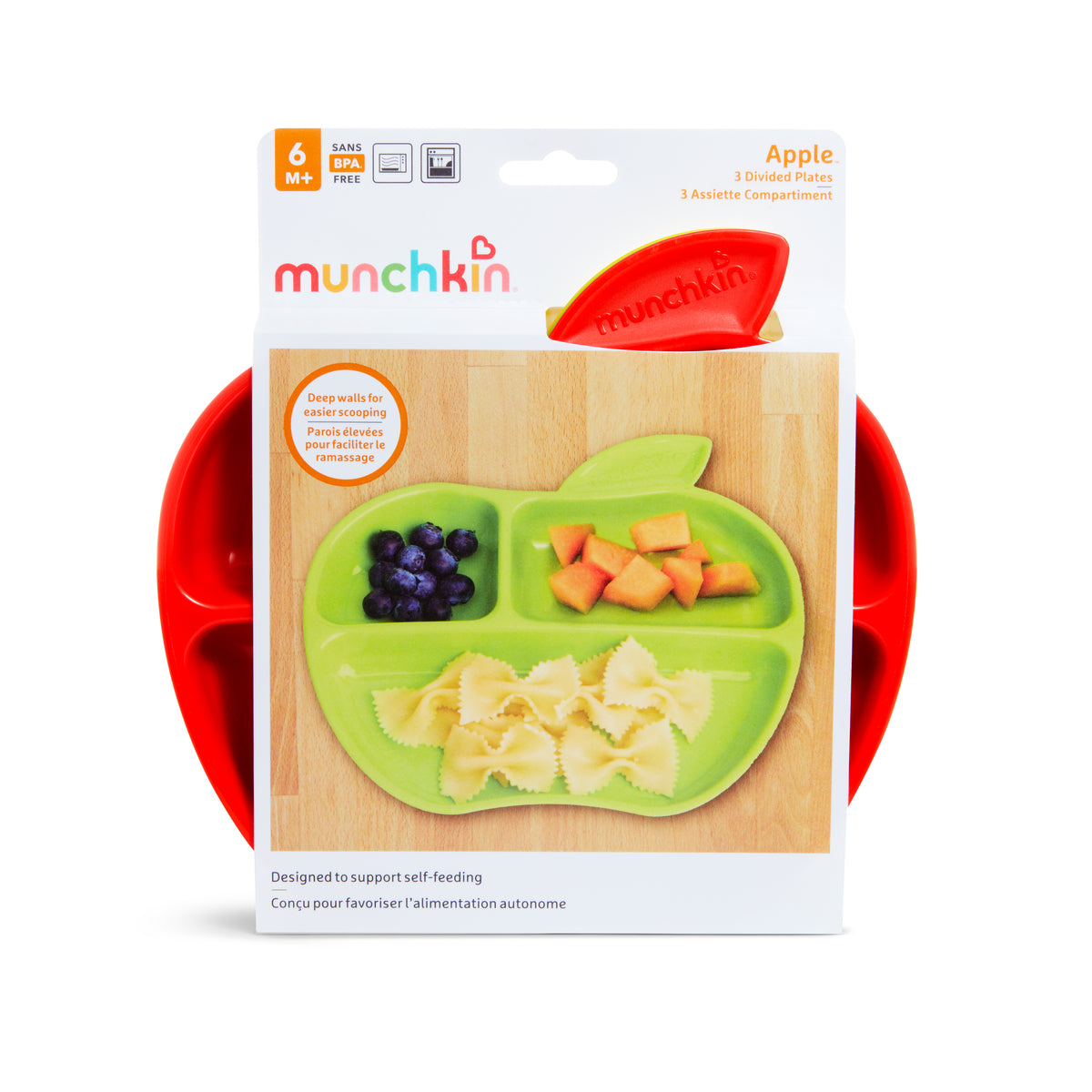 Munchkin- 3Pk Lil Apple Plate - Multi Color