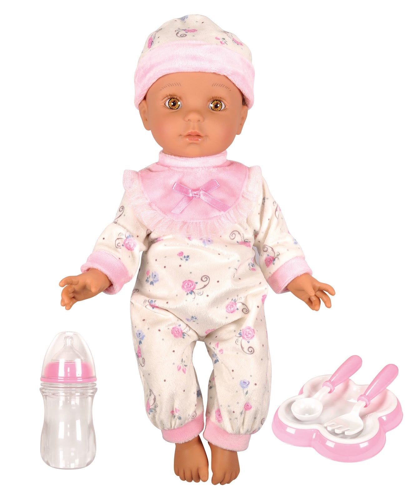 Lotus -  16" Inch, Soft-Bodied Baby Doll – Hispanic (No Hair)-Multicolor