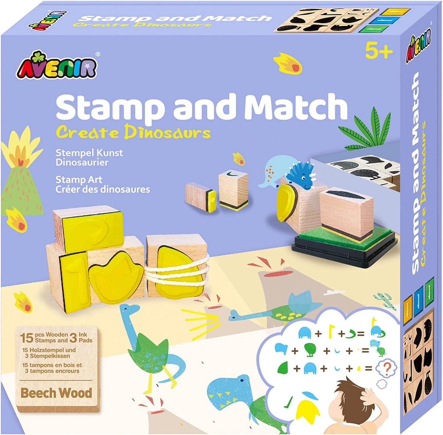 Avenir - Stamp And Match - Create Dinosaurs -Multicolor